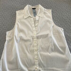 Ann Taylor Classic Sleeveless White Collared Blouse